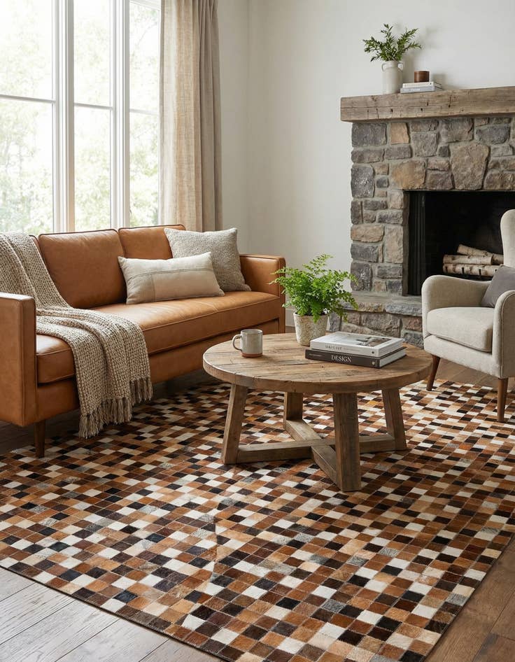 Detail image of 4' 9 x 6' 9 Cowhide Stocks Rug