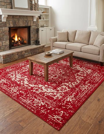 Red Arlington Square Rug