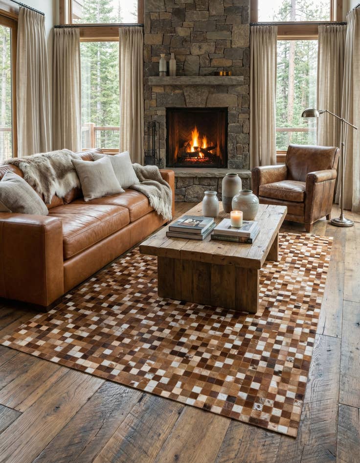 Detail image of 5' 1 x 7' 11 Cowhide Stocks Rug