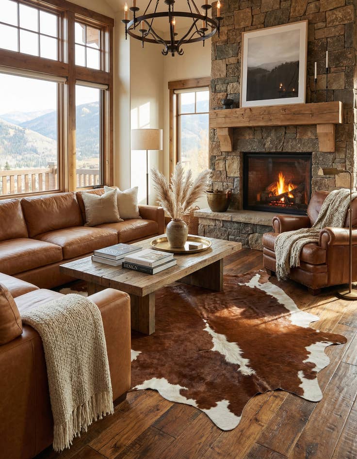 Detail image of 7' x 7' 1 Cowhide Leather Square Rug