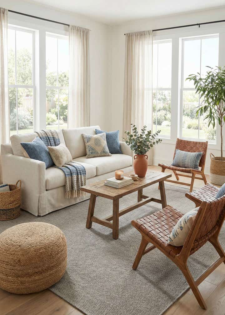 7' x 10' Easy-Clean Solid Indoor / Outdoor Rug