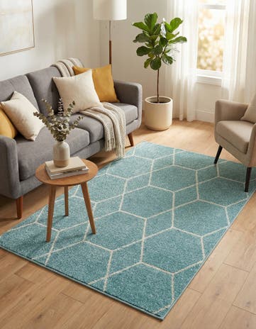 Blue Trellis Frieze Rug