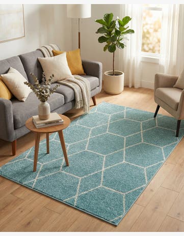 Blue Trellis Frieze Rug