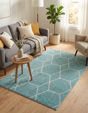 Blue Trellis Frieze Rug