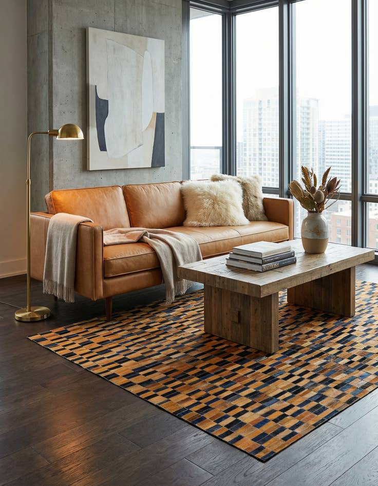 Detail image of  5' x 8' Cowhide - Patchwork Rug