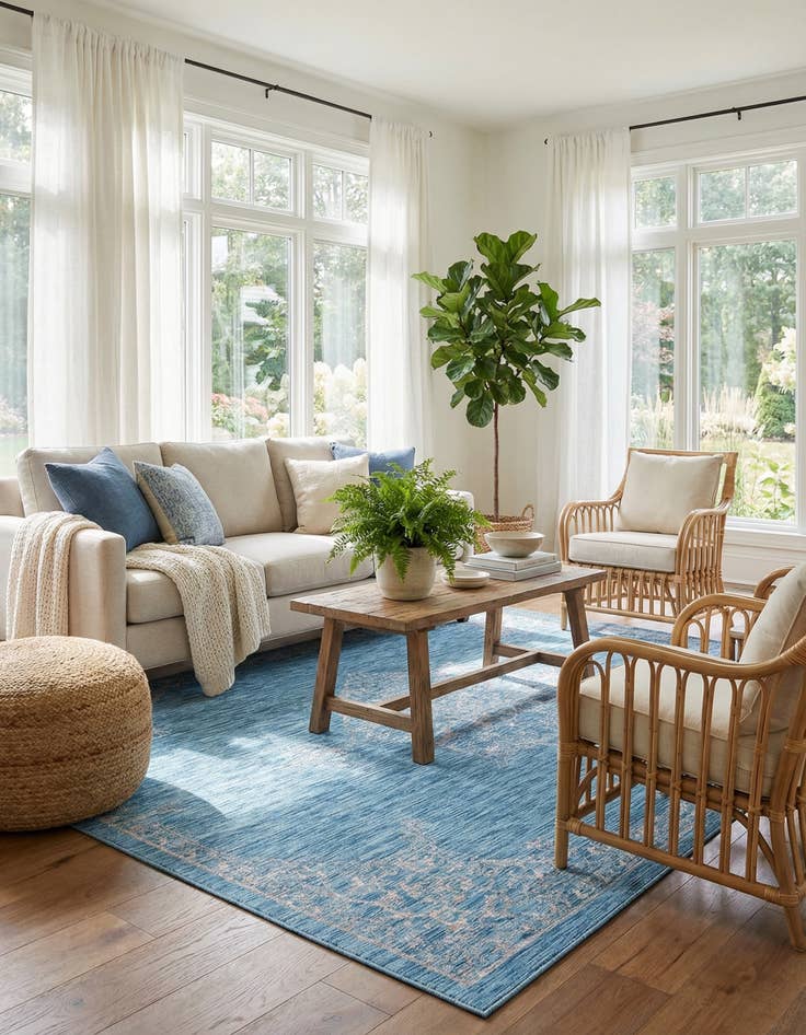 Detail image of 9' x 12'  Washable Traditional Indoor / Outdoor Rug