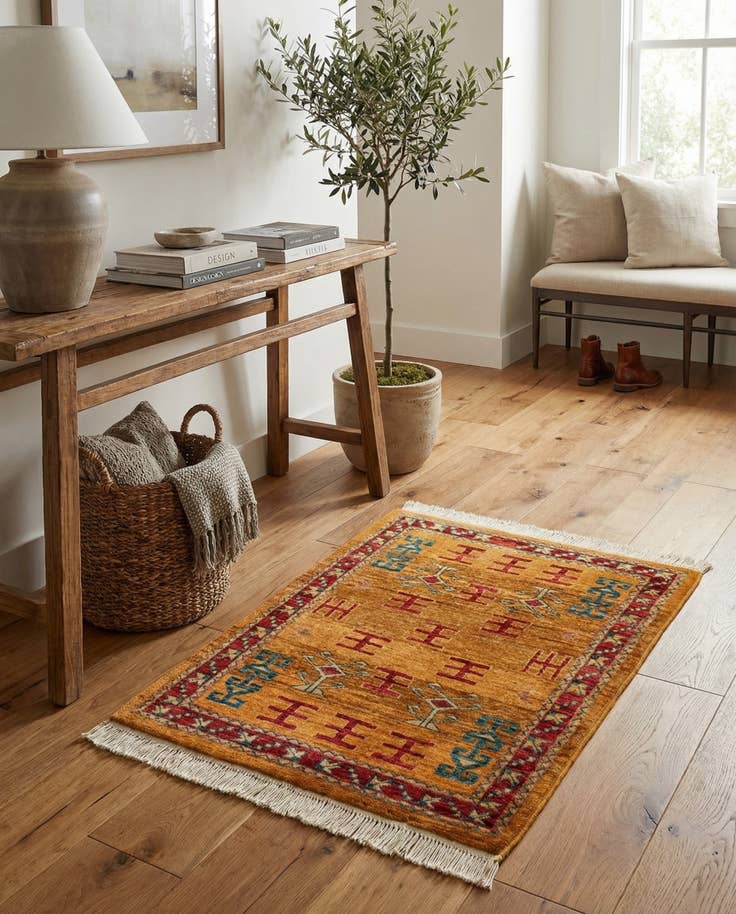 Detail image of 2' 5 x 3' Hand Knotted Ziegler Wool Rug