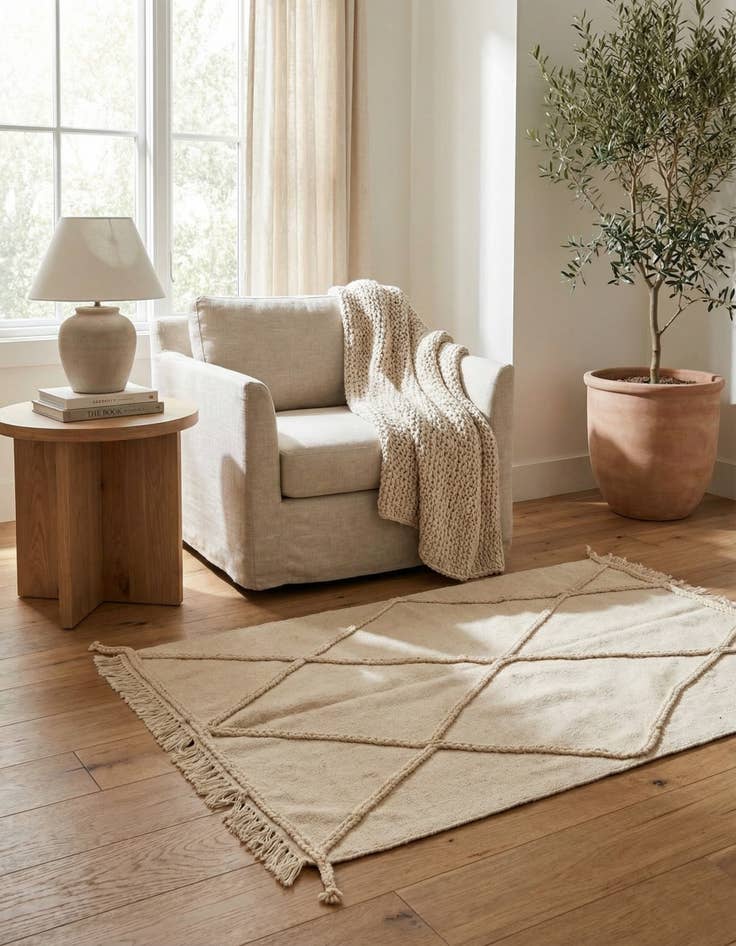 Detail image of 3' 4 x 5'  Hand Woven Moroccan Wool Rug