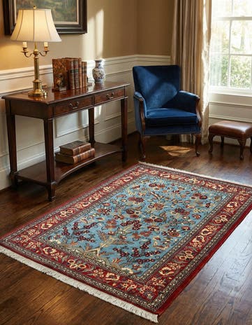 3' 5 x 5' Hand Knotted Qom Persian Rug