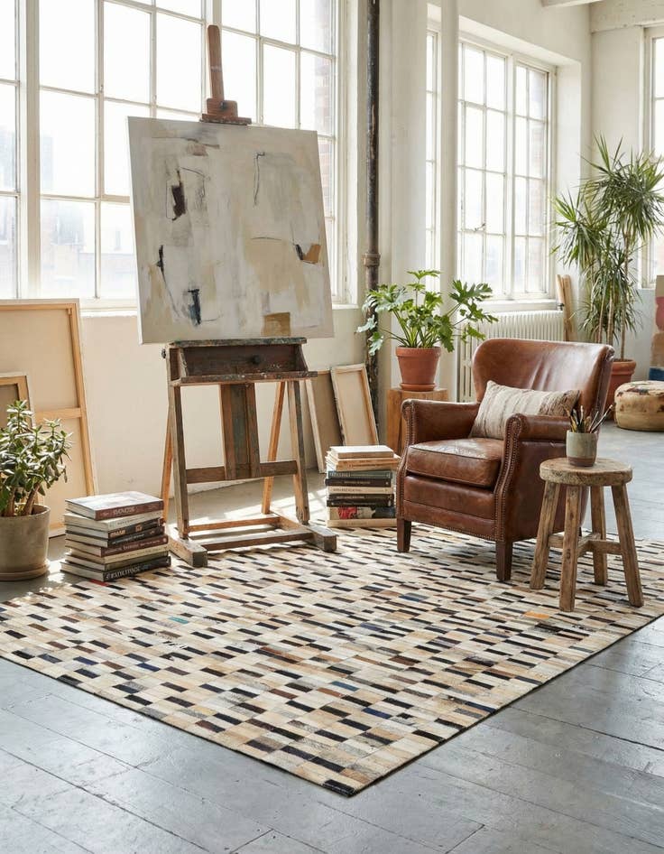 Detail image of 4' 11 x 7' 11 Cowhide - Patchwork Rug