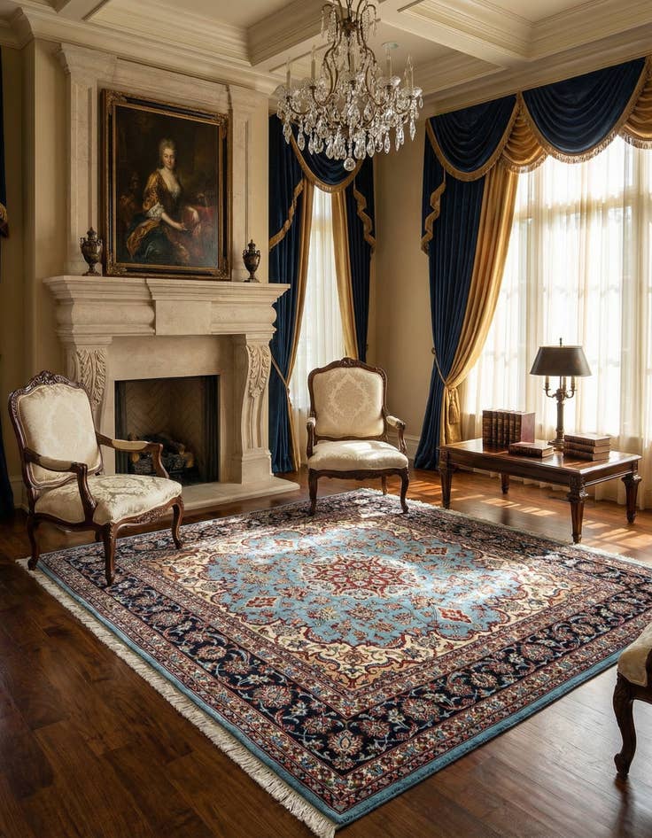 Detail image of  6' 6 x 6' 8 Ghom Wool Square Rug