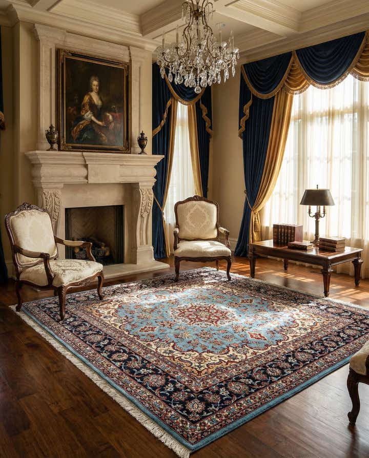 6' 6 x 6' 8 Ghom Wool Square Rug