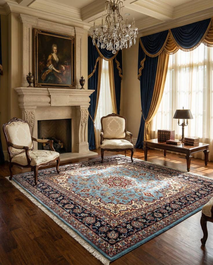 Detail image of 6' 6 x 6' 8 Ghom Wool Square Rug