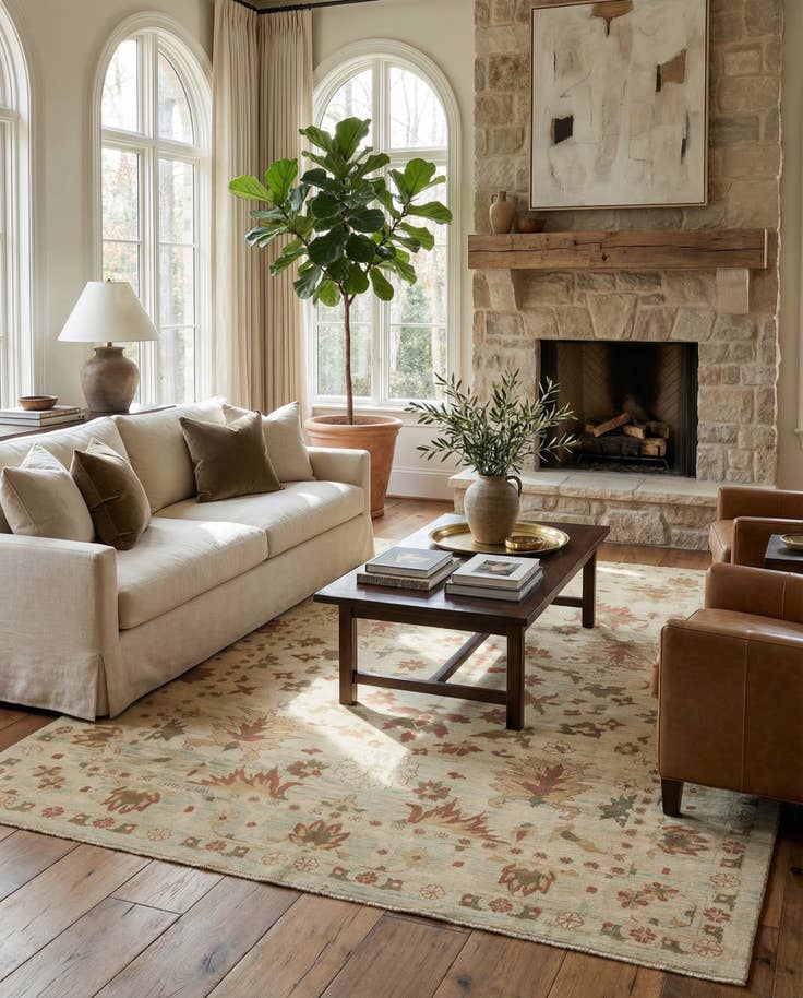 Detail image of 11' 10 x 15' 8 Hand Knotted Oushak Wool Rug