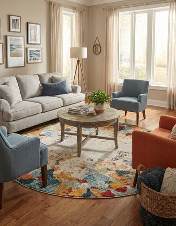 8' x 8' Washable Theia Round Rug