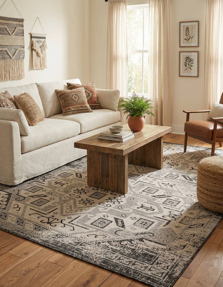 Detail image of  7' x 10'  Washable Aztec Indoor / Outdoor Rug