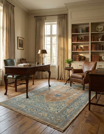 4' 2 x 6' 9 Hand Knotted Sarough Persian Wool Rug