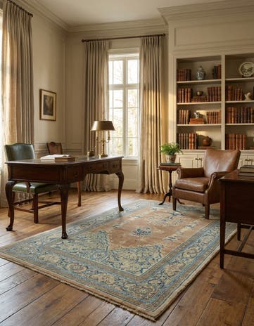 4' 2 x 6' 9 Hand Knotted Sarough Persian Wool Rug