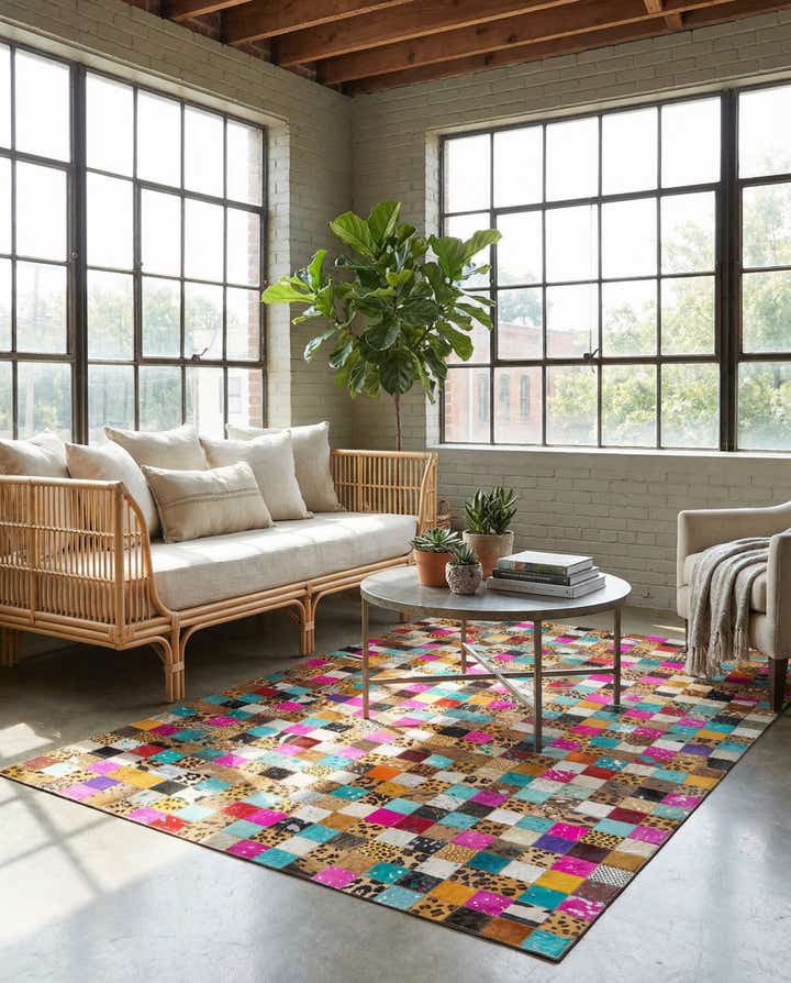 5' x 8' Cowhide Leather Rug