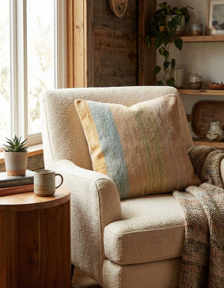 Detail image of  1' 6 x 1' 6  Hand Woven Pillow Wool Square Rug