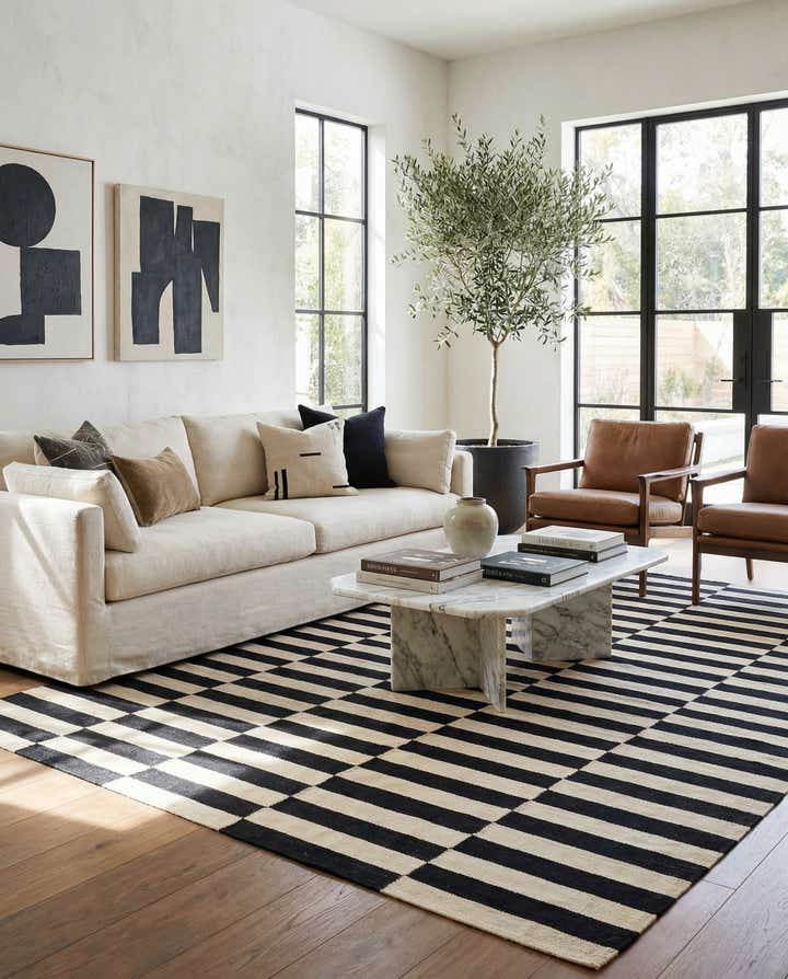 5' 7 x 7' 9 Hand Woven Kilim Modern Wool Rug