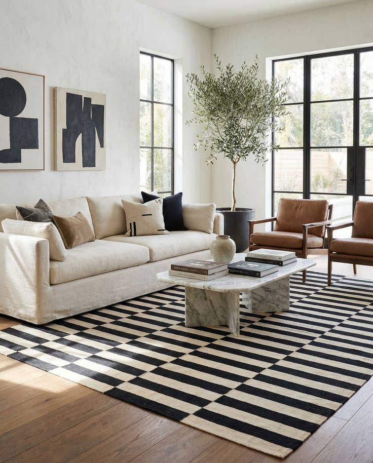 Detail image of 5' 7 x 7' 9 Hand Woven Kilim Modern Wool Rug