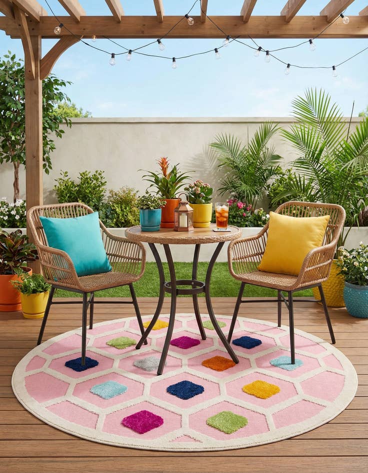 Detail image of 5' 3 x 5' 3  Washable Aruba Indoor / Outdoor Round Rug