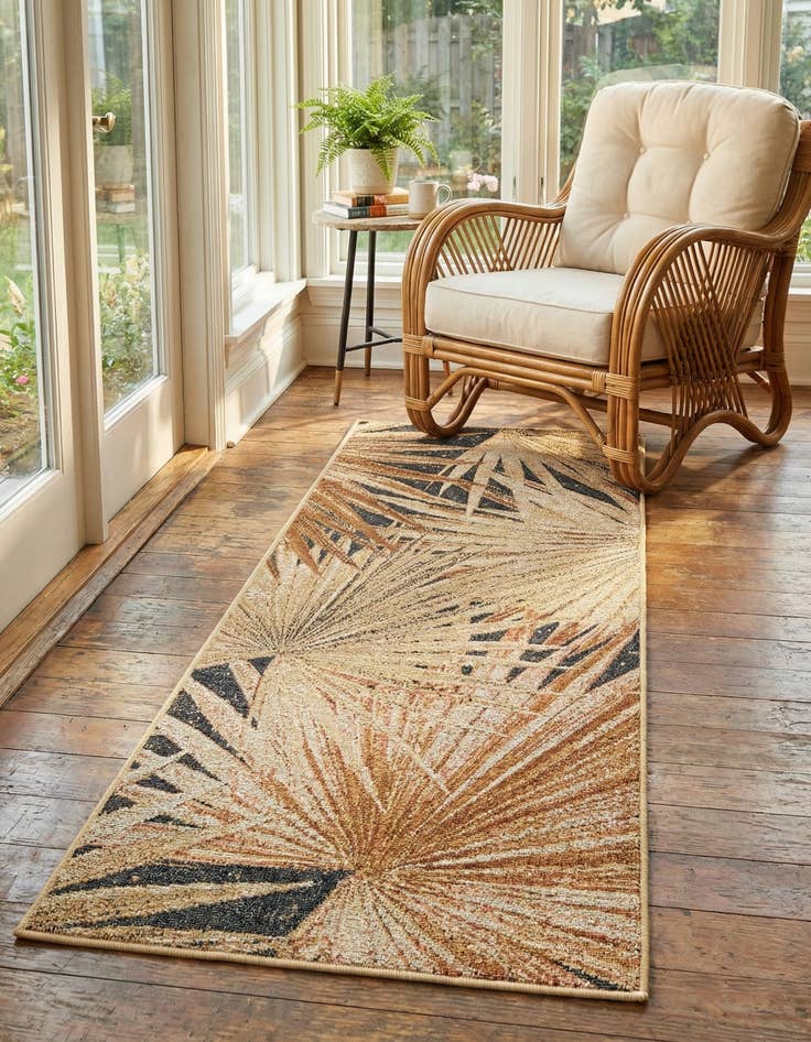 Detail image of 2' x 5' Easy-Clean Botanical Indoor / Outdoor Runner Rug