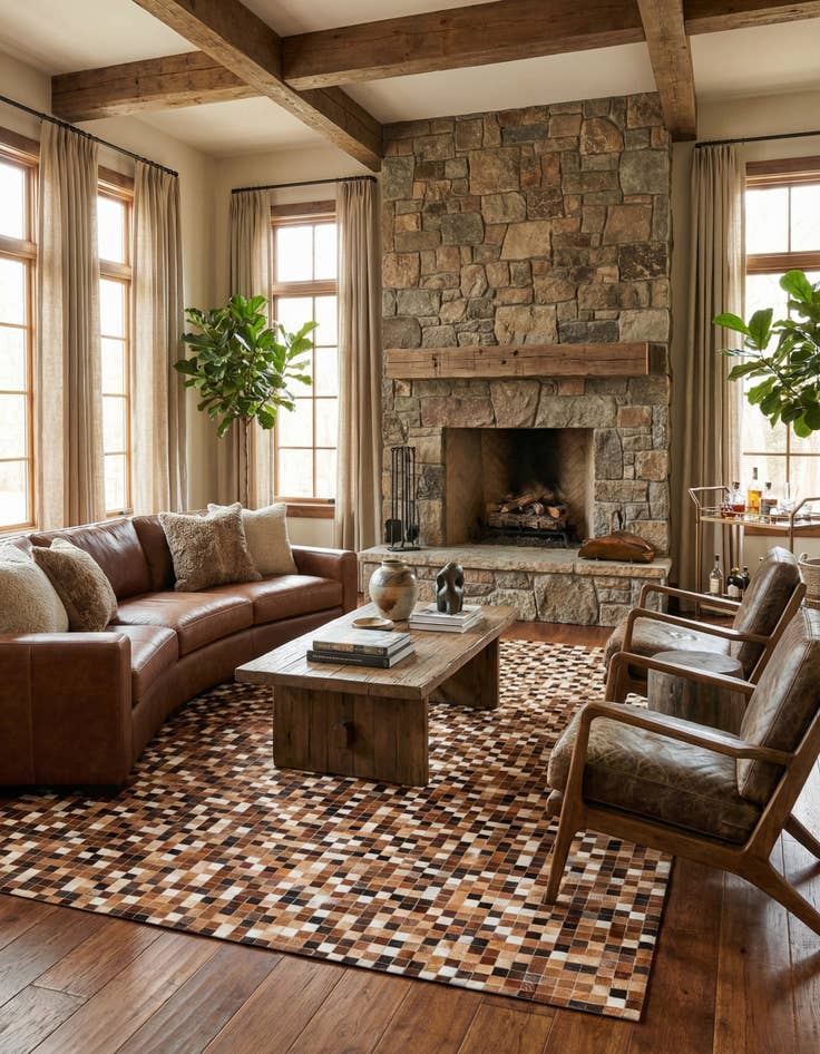 Detail image of 6' 8 x 9' 10 Cowhide Stocks Rug