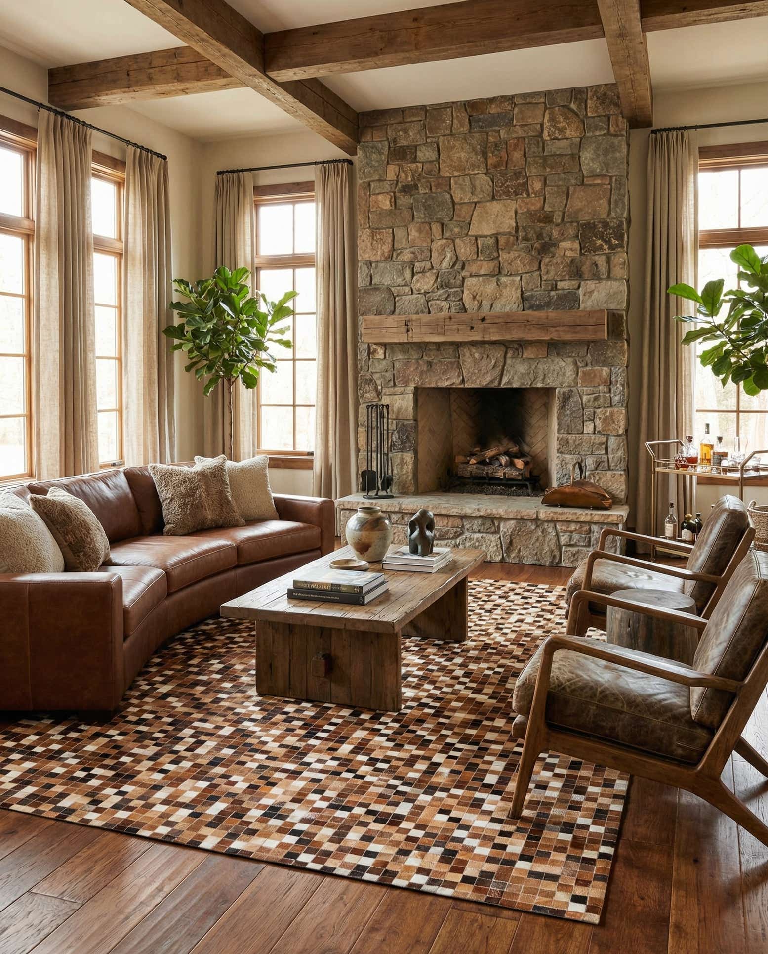 6' 8 x 9' 10 Cowhide Stocks Rug