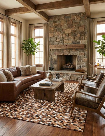 6' 8 x 9' 10 Cowhide Stocks Rug