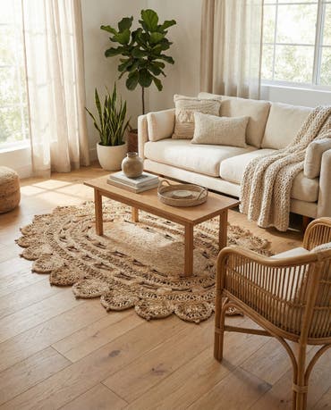  4' 1 x 6' 1  Hand Braided Jute Oval Rug