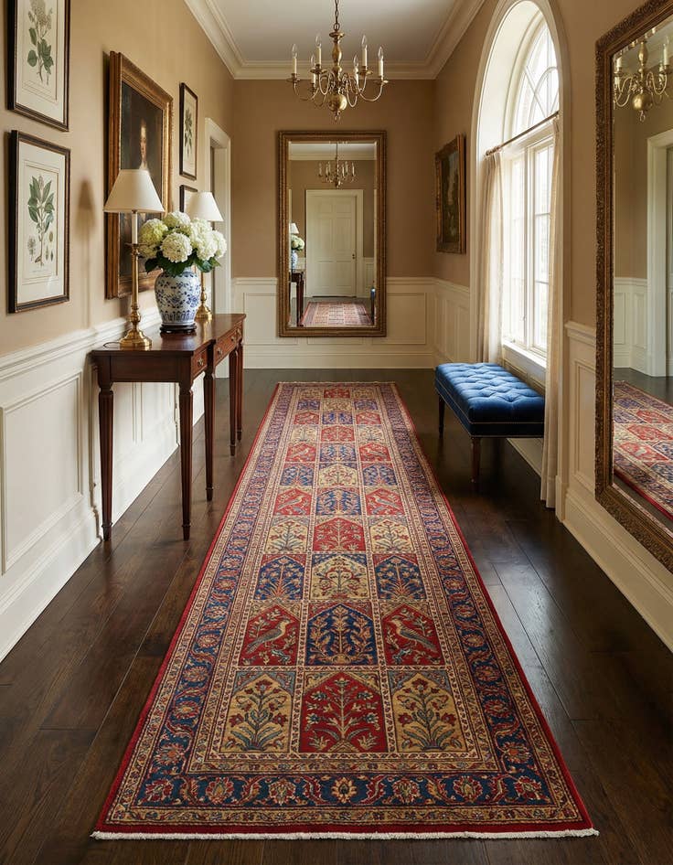 Detail image of  2' 7 x 13' 3  Hand Knotted Qom Persian Runner Rug