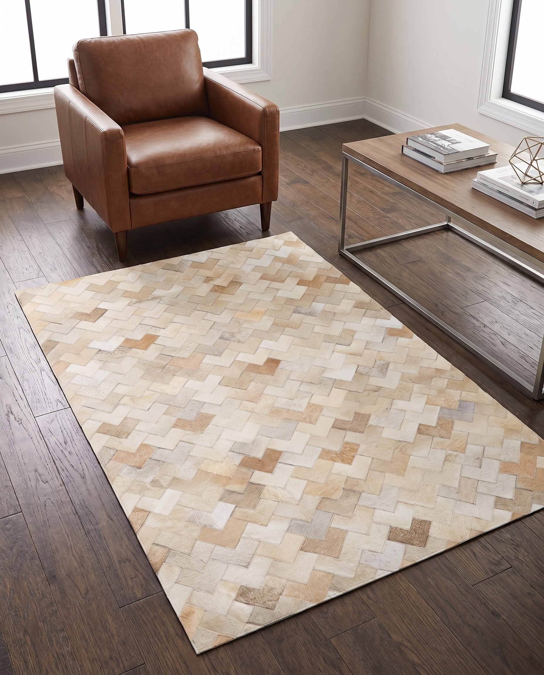 3' 11 x 5' 10 Cowhide Stocks Rug
