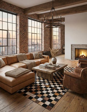 5' x 8' Cowhide Leather Rug