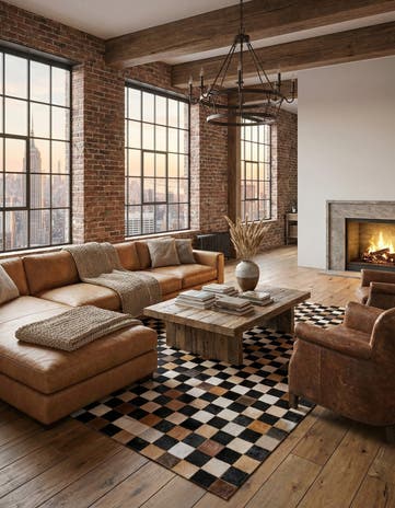 5' x 8' Cowhide Leather Rug