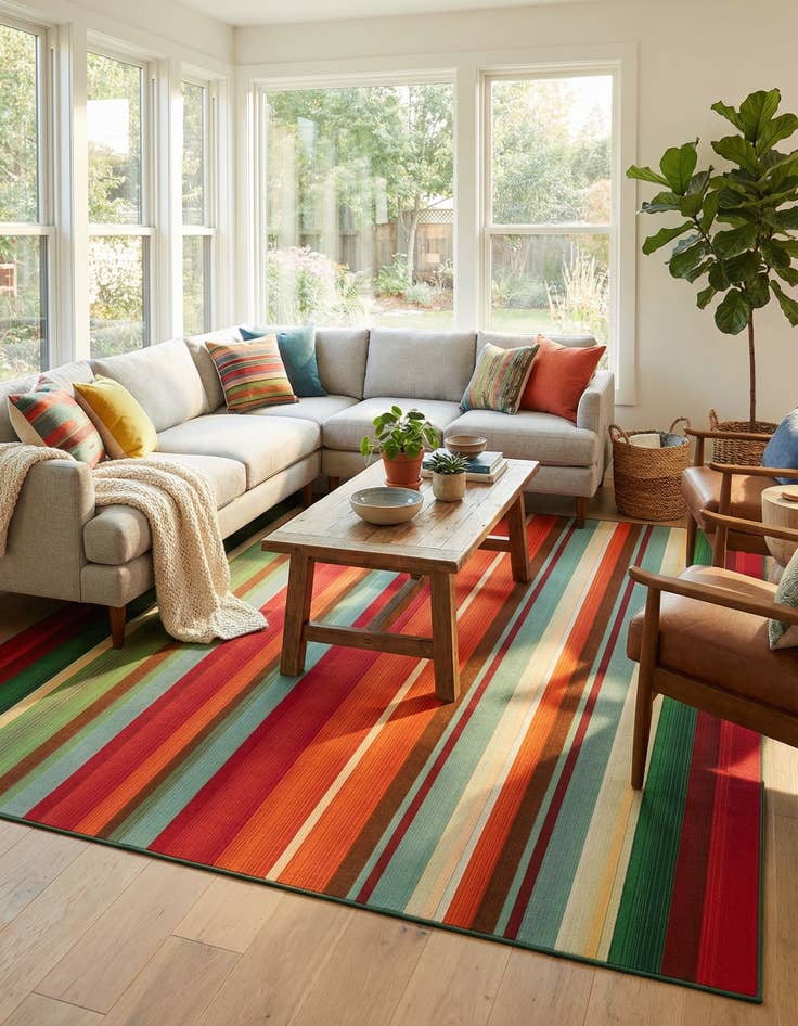 Detail image of  7' 10 x 11'  Washable Modern Indoor / Outdoor Rug