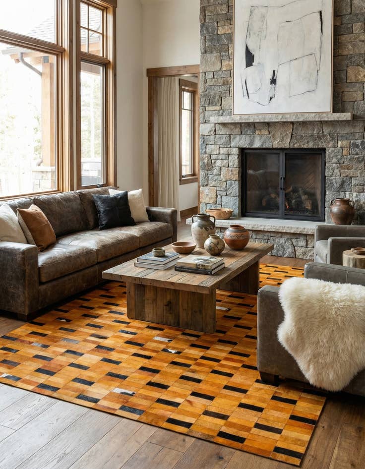 Detail image of 8' 1 x 10' Cowhide - Patchwork Rug