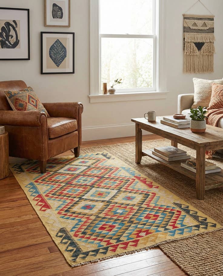 Detail image of 3' 5 x 6' 6 Hand Woven Kilim Maymana Wool Rug