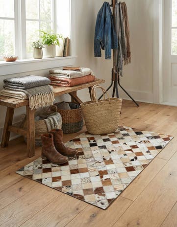 2' x 3' Cowhide Leather Rug
