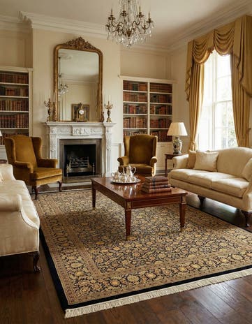 6' 7 x 9' 9 Ghom Silk Rug