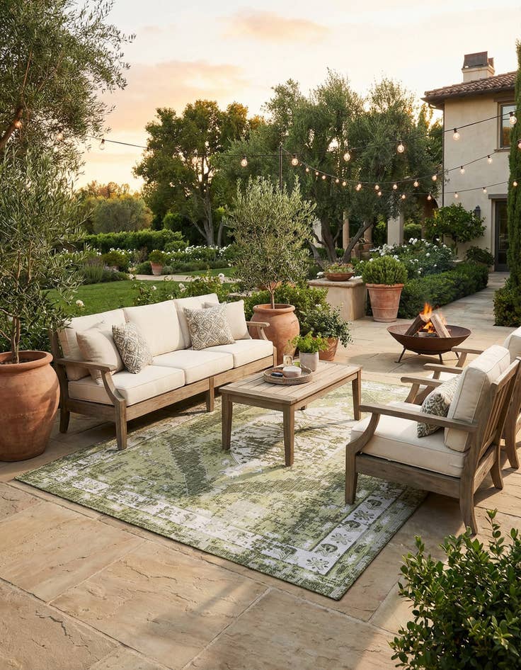 Detail image of 10' x 14'  Washable Traditional Indoor / Outdoor Rug