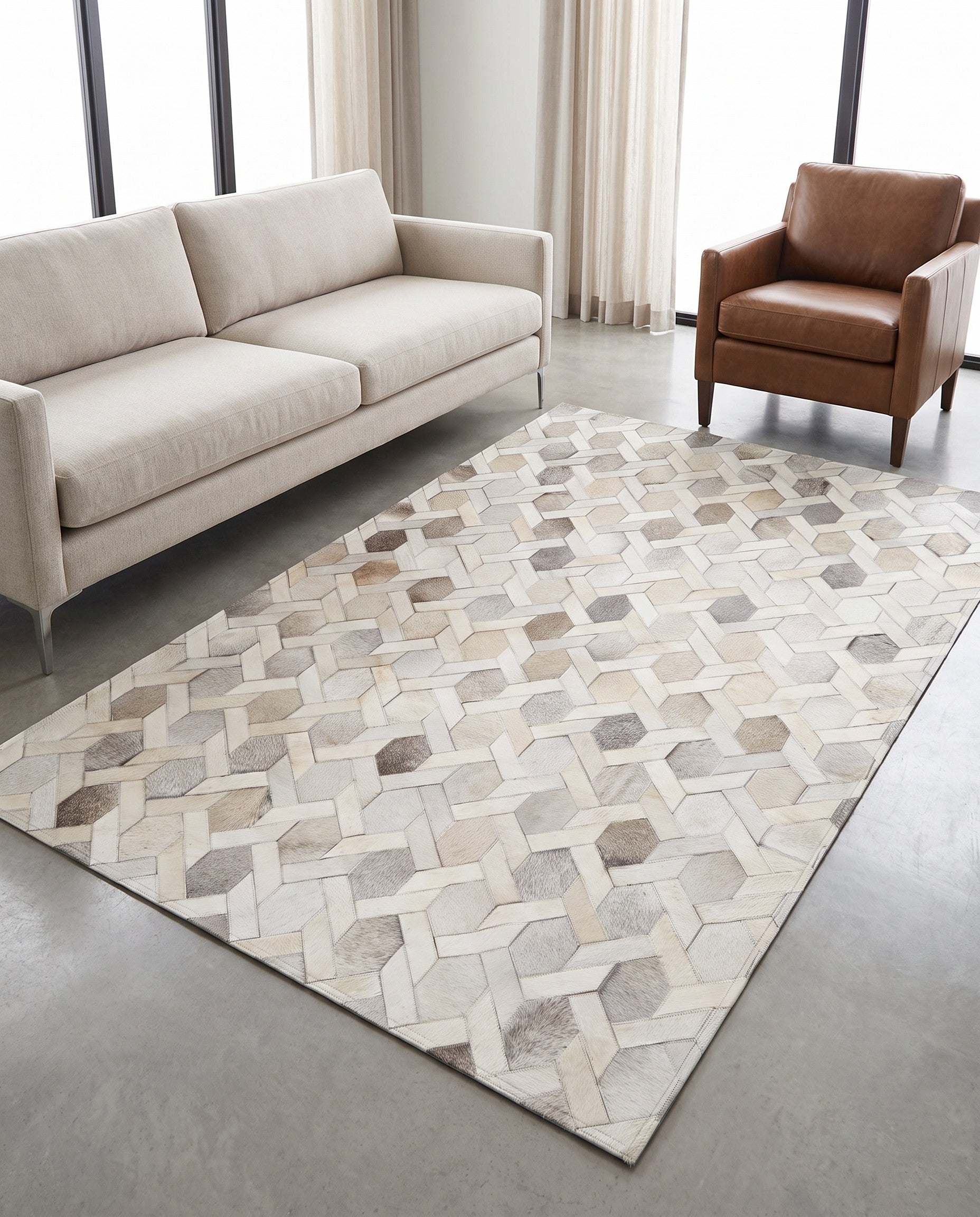 4' 11 x 8' 1 Cowhide - Patchwork Rug