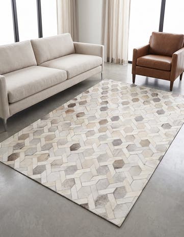 4' 11 x 8' 1 Cowhide - Patchwork Rug