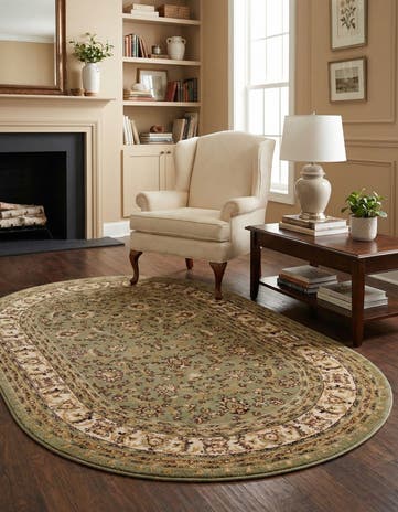 Green Aditi Oval Rug