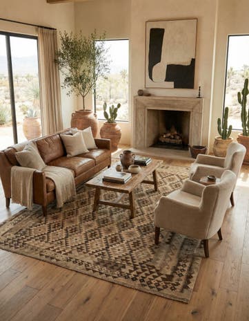 6' 11 x 9' 6 Hand Woven Kilim Maymana Wool Rug