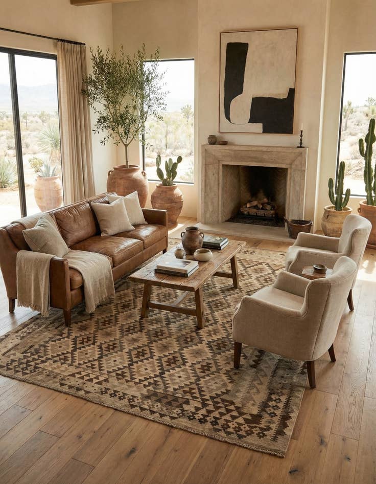 Detail image of 6' 11 x 9' 6 Hand Woven Kilim Maymana Wool Rug