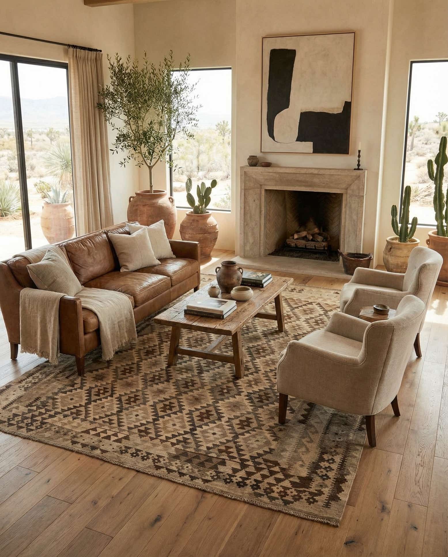 6' 11 x 9' 6 Hand Woven Kilim Maymana Wool Rug