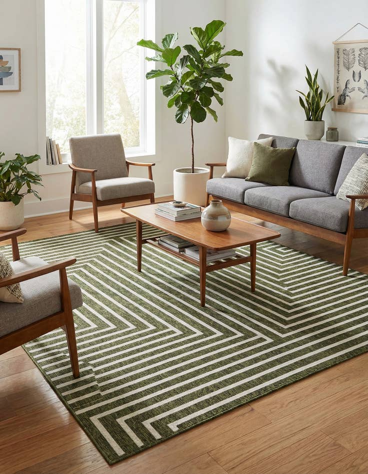 Detail image of 7' 10 x 7' 10  Washable Modern Indoor / Outdoor Square Rug