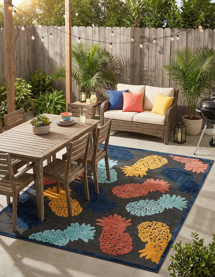 Detail image of 7' 10 x 10' Easy-Clean Belize Indoor / Outdoor Rug